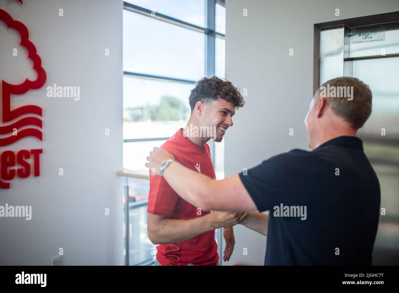 Steve Cooper Greets Neco Williams Who Signs For Nottingham Forest On A