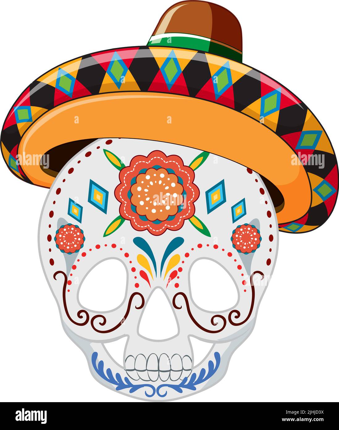 Mexican Painted Skull Isolated Illustration Stock Vector Image Art