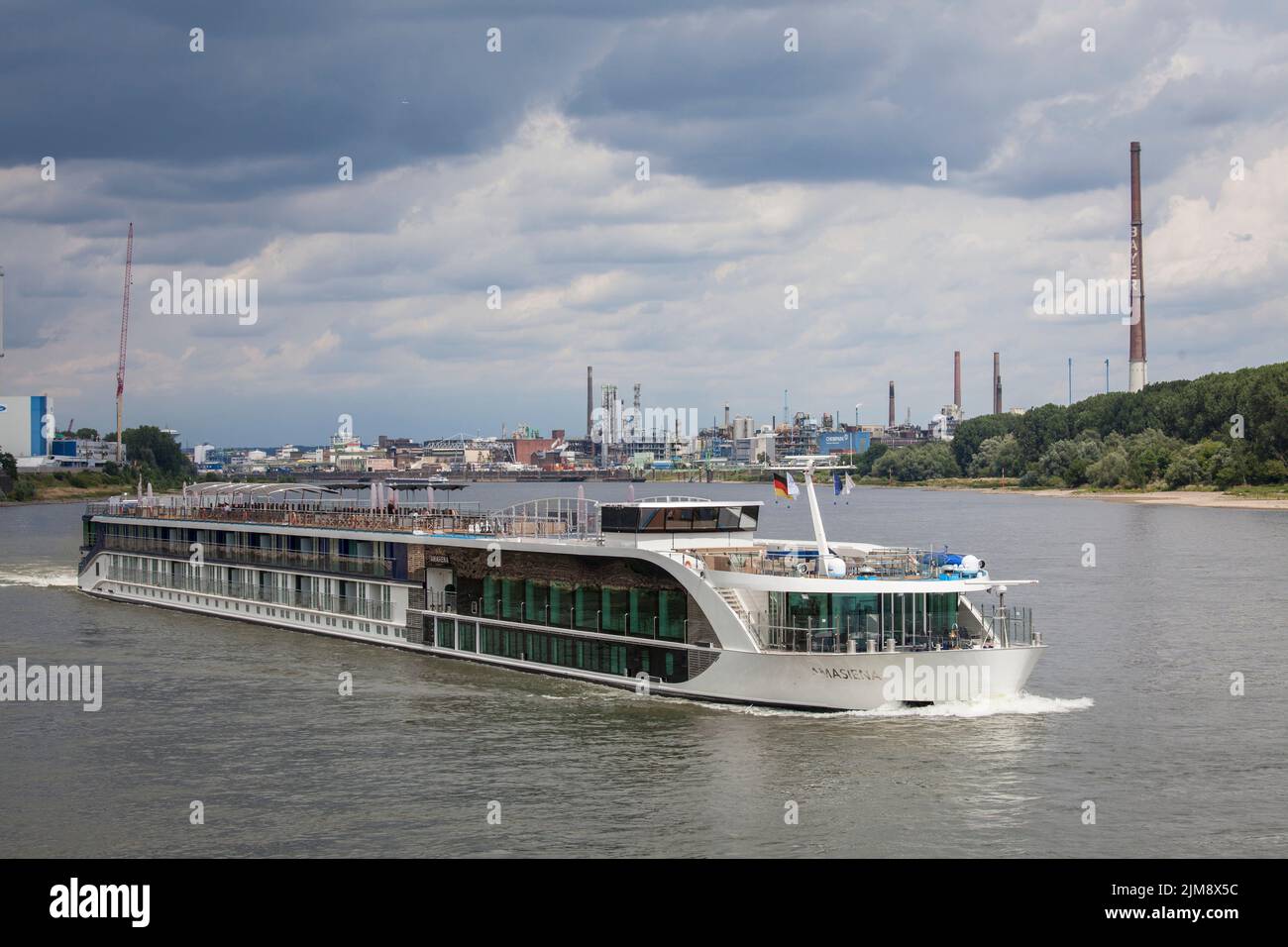 Cruise Ship Amasiena On The Rhine View To The Chempark Former Known