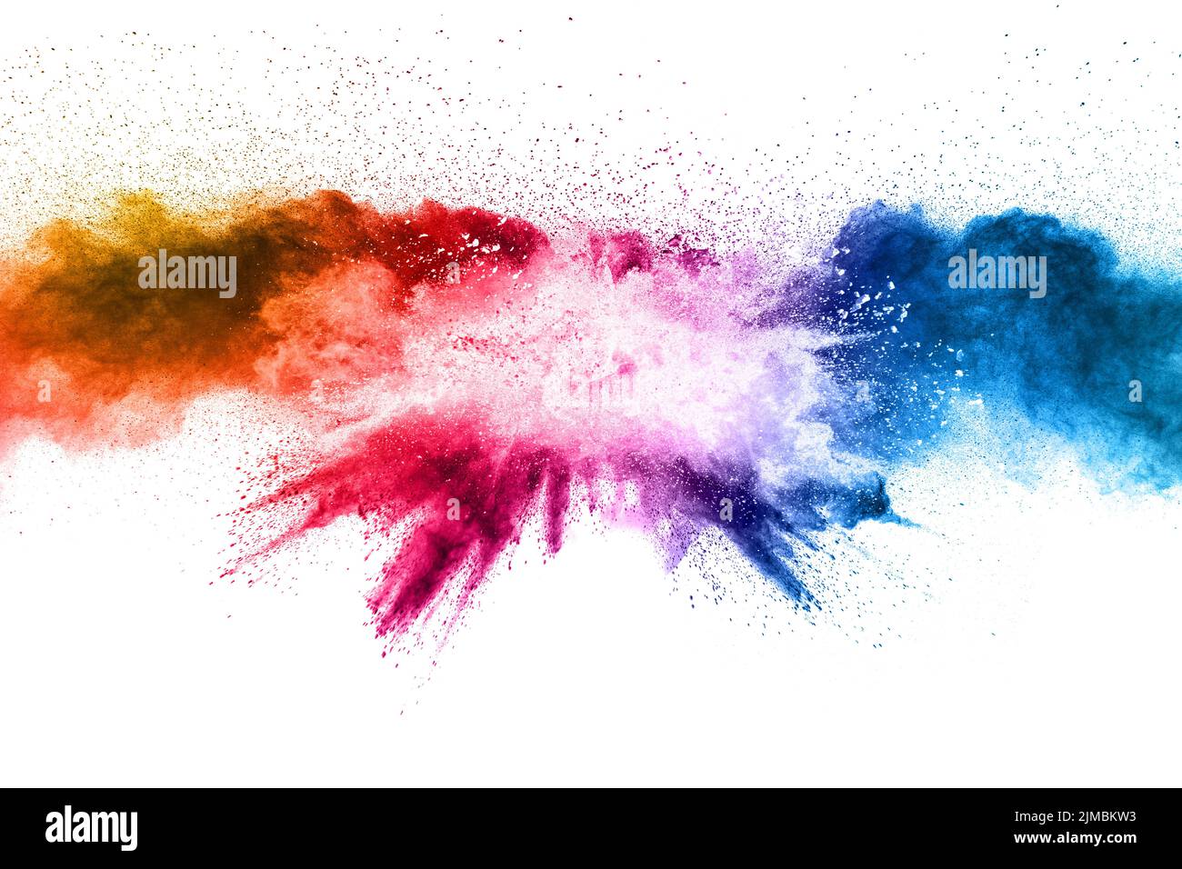 Multi Color Powder Explosion On White Background Stock Photo Alamy