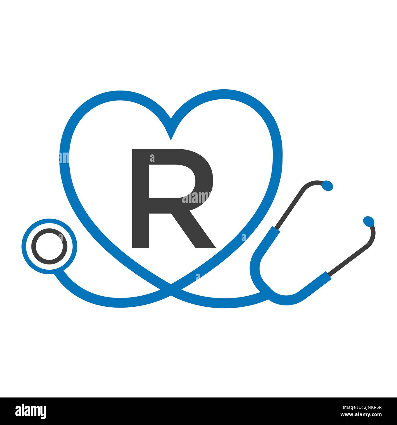 Medical Logo On Letter R Template Doctors Logo With Stethoscope Sign