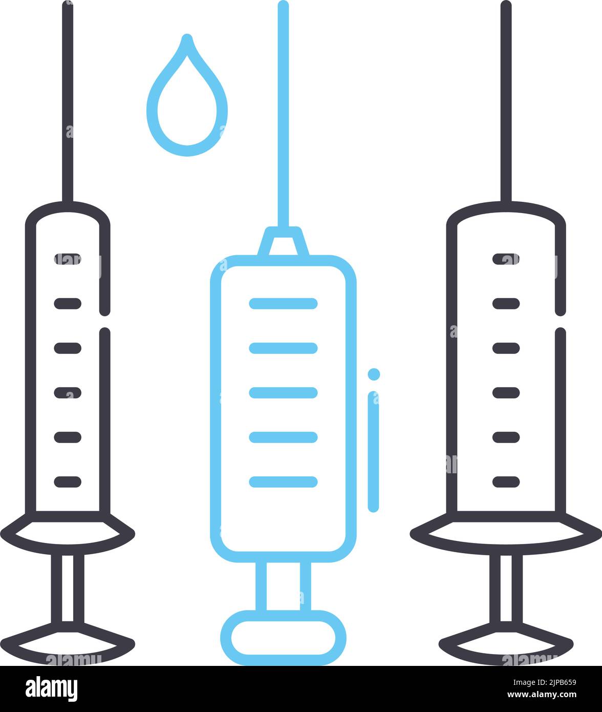 Needls And Syringe Line Icon Outline Symbol Vector Illustration