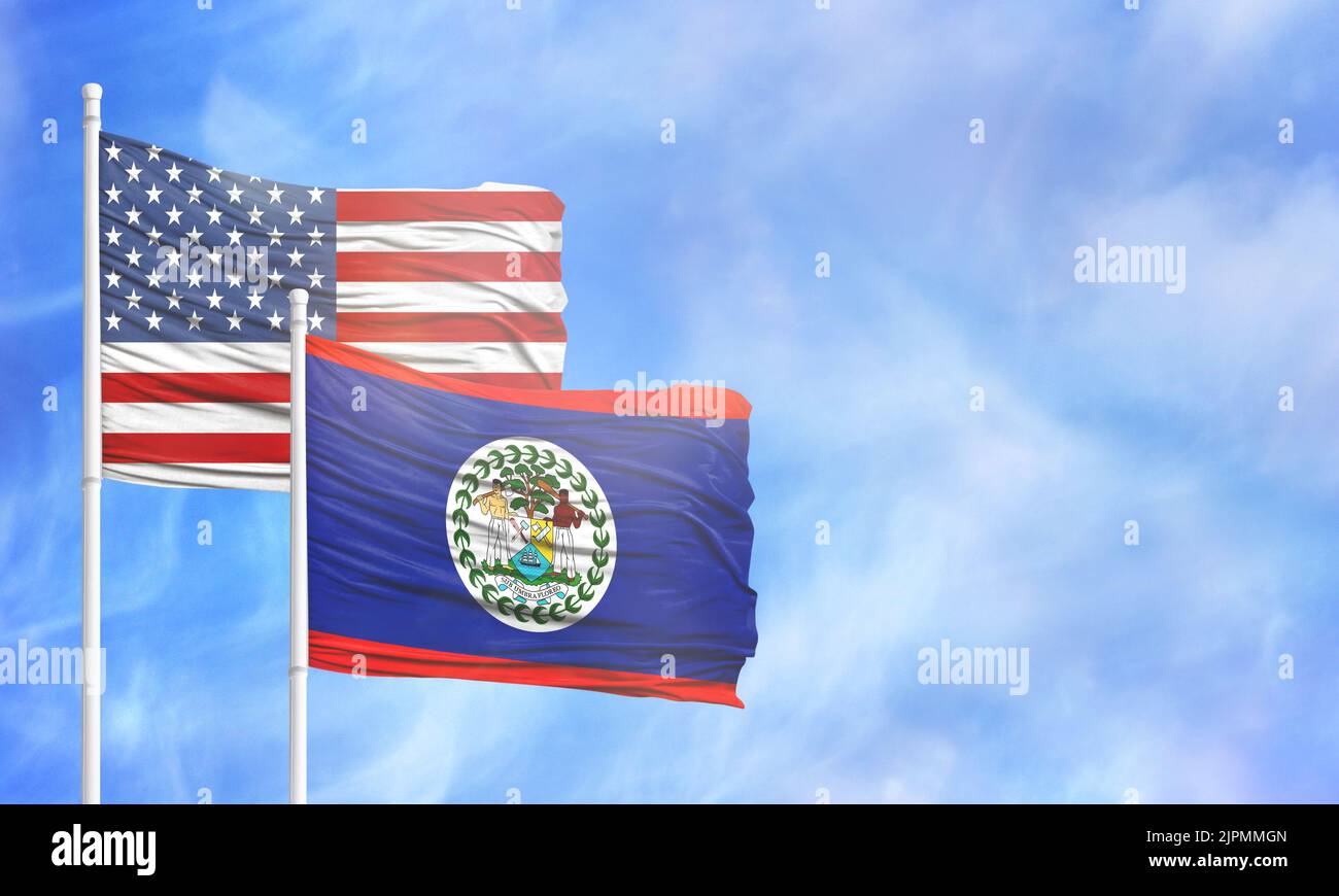 Blue Sky Background With Belize Flag Hi Res Stock Photography And