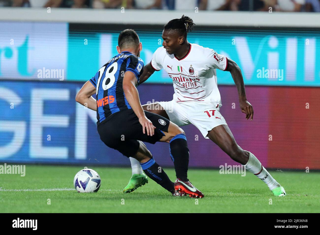 Bergamo Italy August 21 2022 Theo Hernandez Of Ac Milan And Ruslan