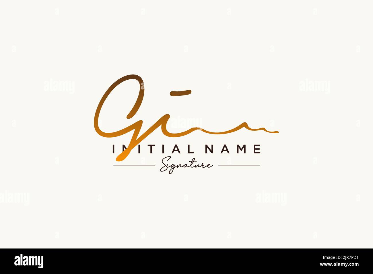 Gi Signature Logo Template Vector Hand Drawn Calligraphy Lettering