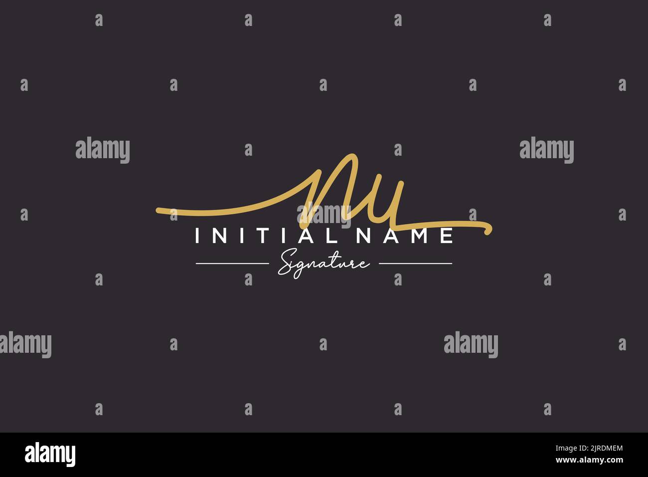 Nu Signature Logo Template Vector Hand Drawn Calligraphy Lettering