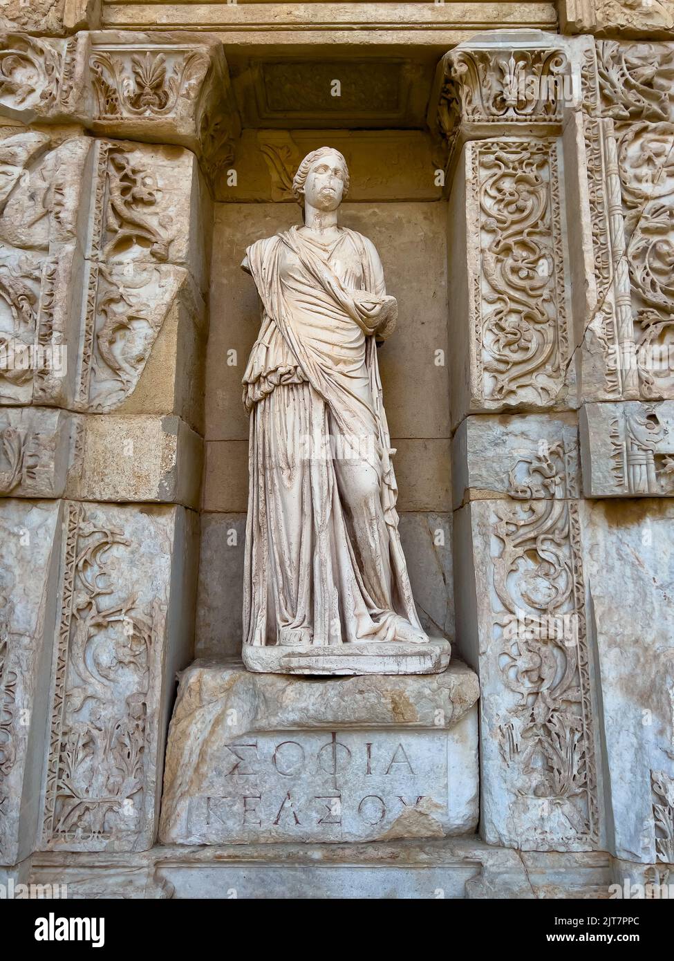 Ephesus Ancient City Celsus Library Statue Of Sophia Wisdom At The