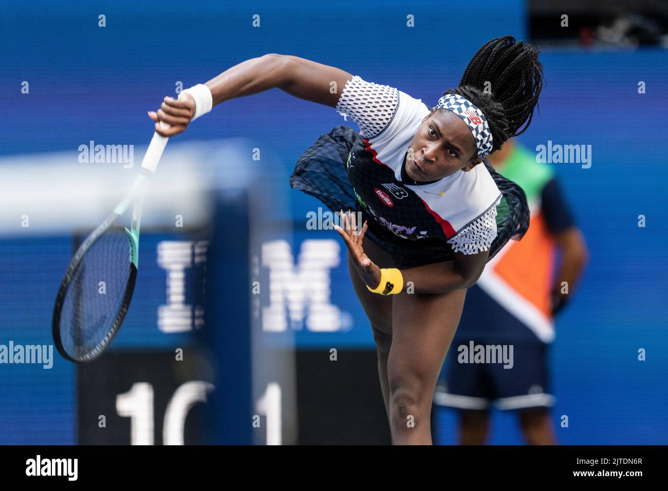 New York Ny August Coco Gauff Of Usa Serves During St