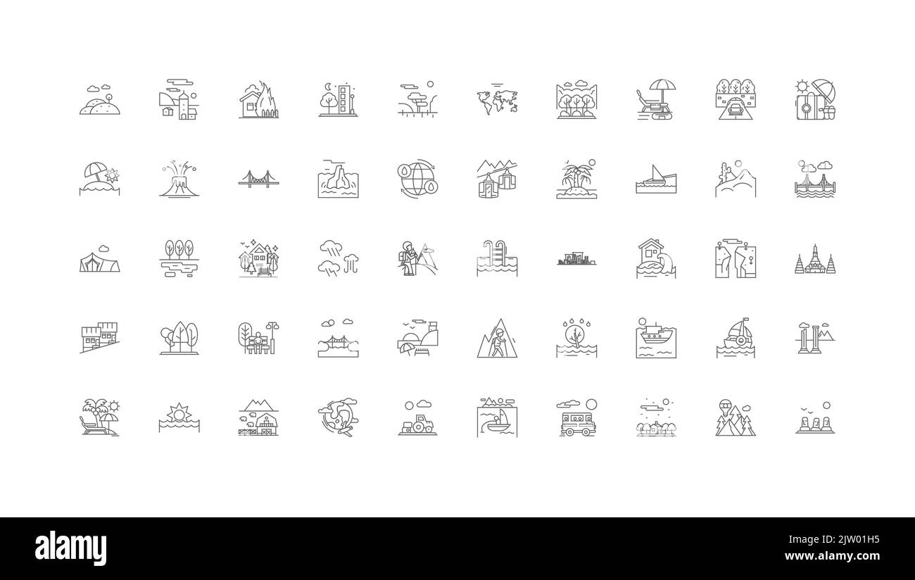 Landscapes Linear Icons Line Signs Set Vector Collection Stock