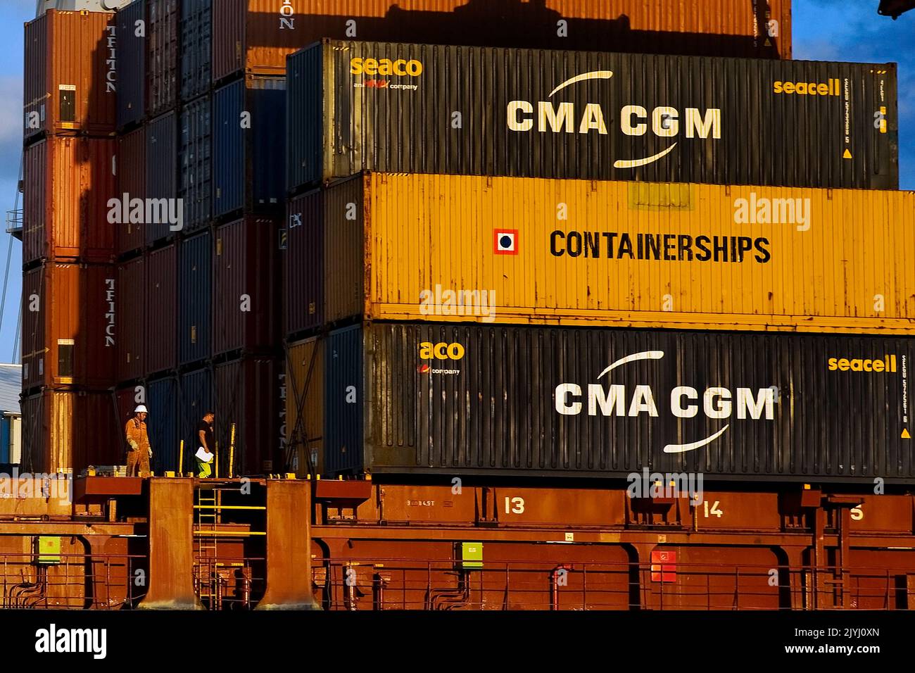 Container Ship Is Loaded At The Steinwerd Harbour South West Terminal