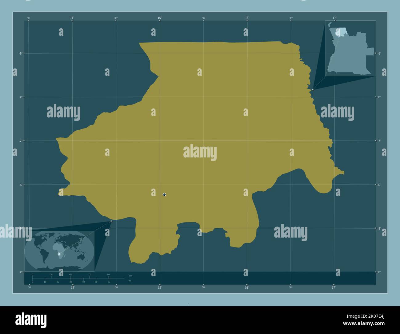 Uige Province Of Angola Solid Color Shape Locations Of Major Cities