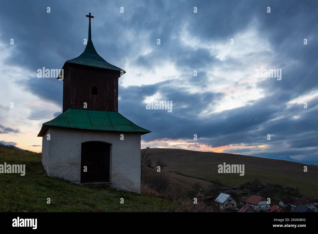 Historical Bell Tower In Turcianske Jaseno Village Slovakia Stock