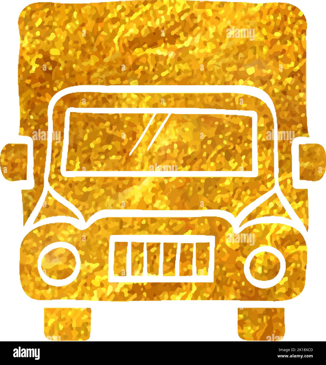 Hand Drawn Truck Icon In Gold Foil Texture Vector Illustration Stock