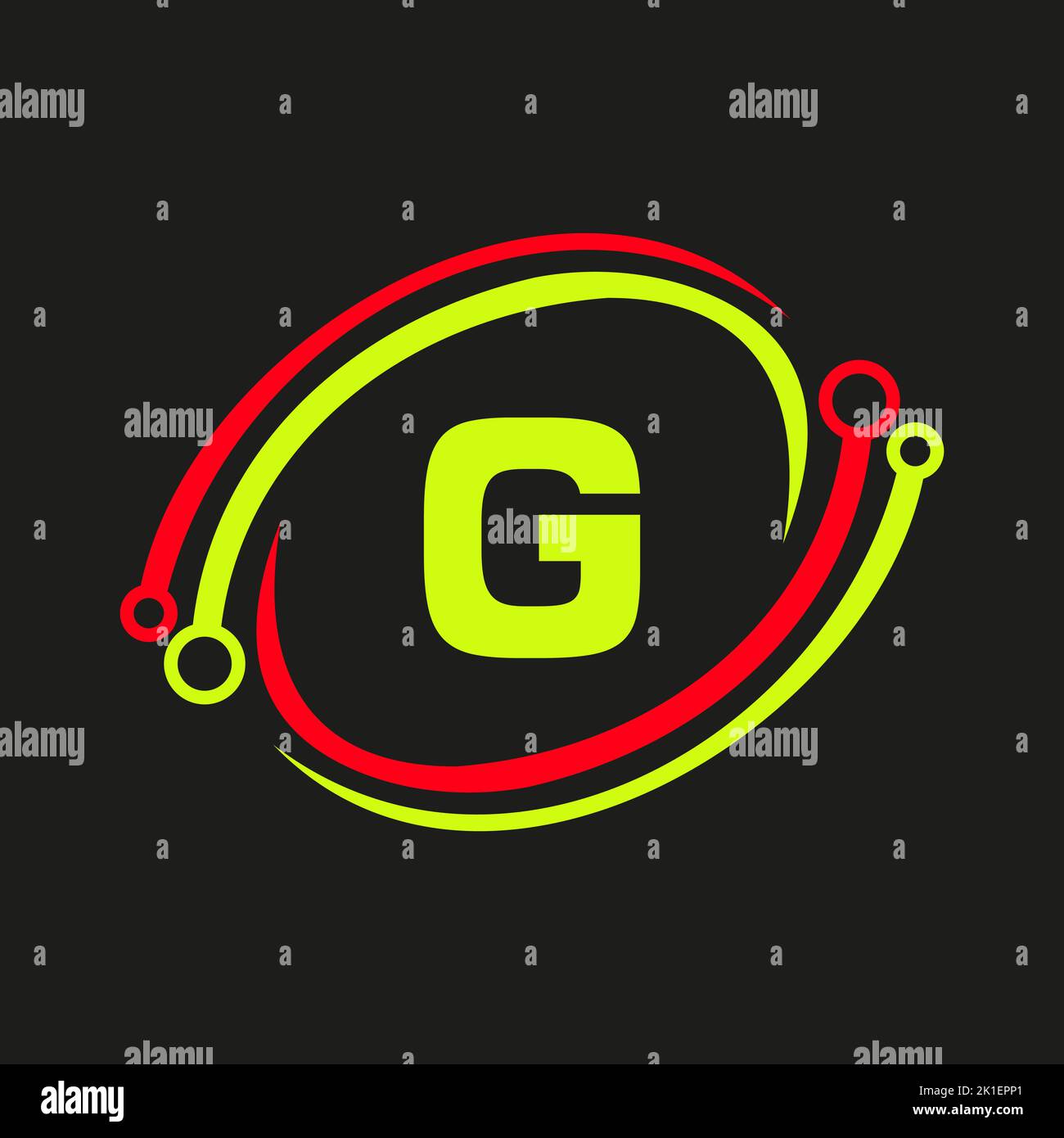 Letter G Technology Logo Combine With Technology Cable Vector Template