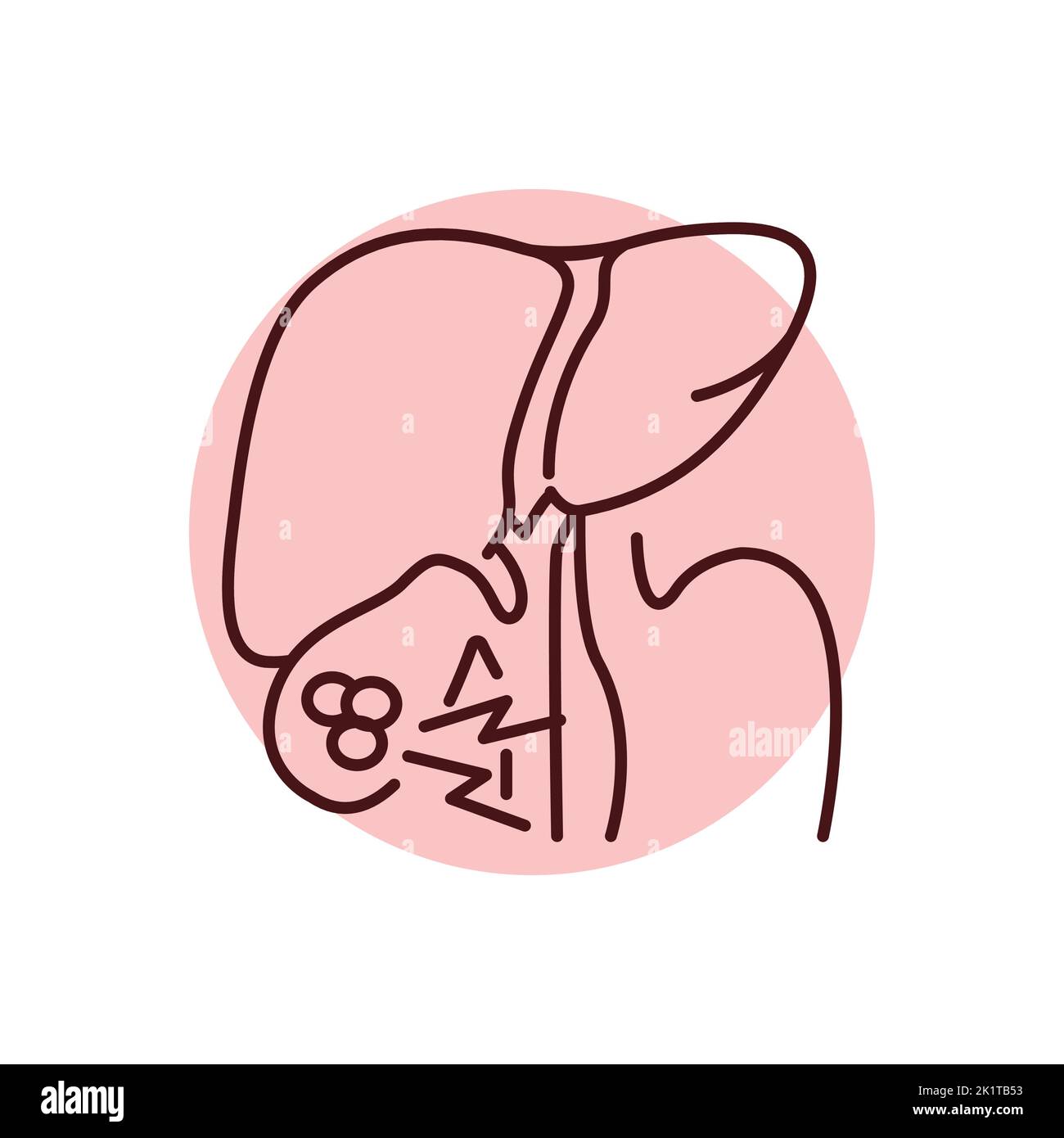 Cholelithiasis Liver Color Line Icon Human Diseases Pictogram For Web