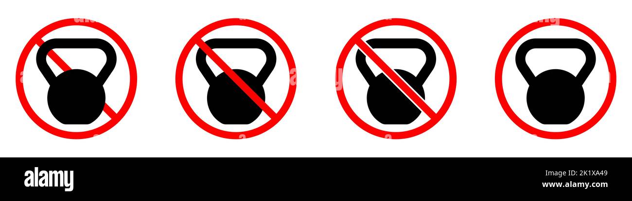 Kettlebell Ban Sign Kettlebell Is Forbidden Set Of Red Prohibition