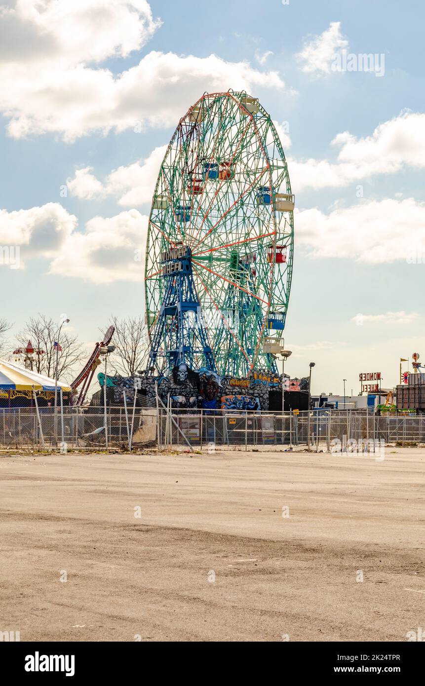 Wonder Wheel Ferris Wheel At Luna Park Amusement Park Coney Island