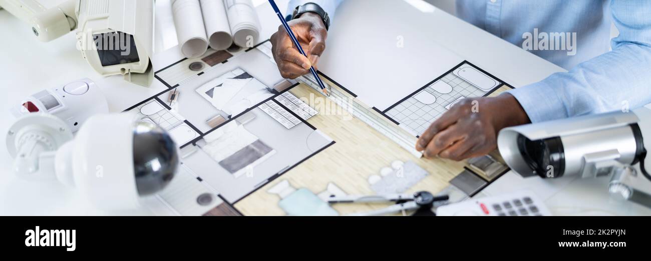 Close Up Of An Architect S Hand Drawing Blueprint Stock Photo Alamy