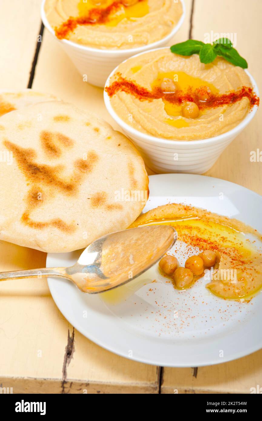 Hummus With Pita Bread Stock Photo Alamy