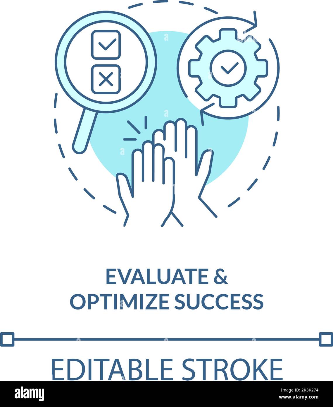 Evaluate And Optimize Success Turquoise Concept Icon Stock Vector Image