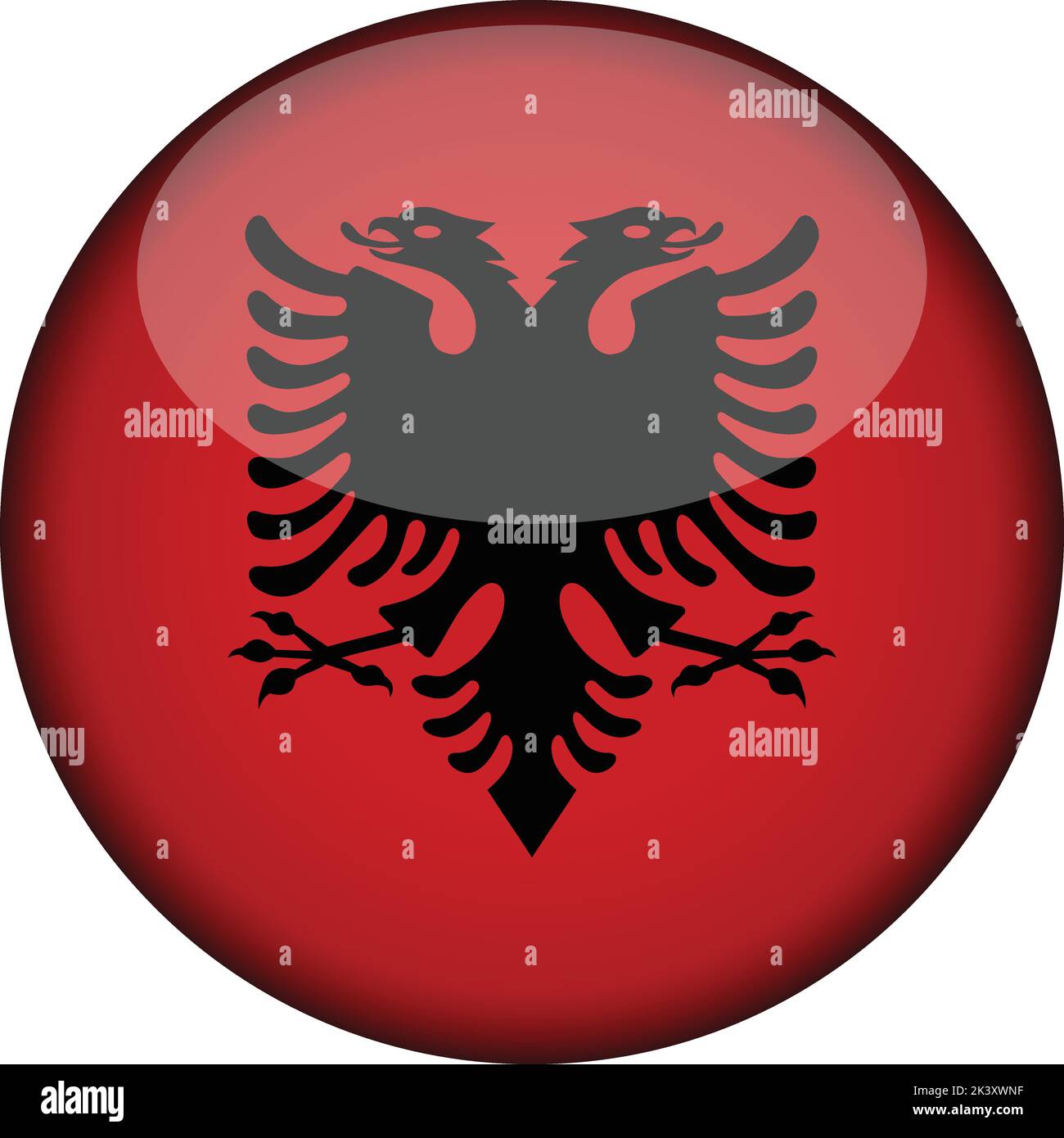 Albania Flag In Glossy Round Button Of Icon Albania Emblem Isolated On