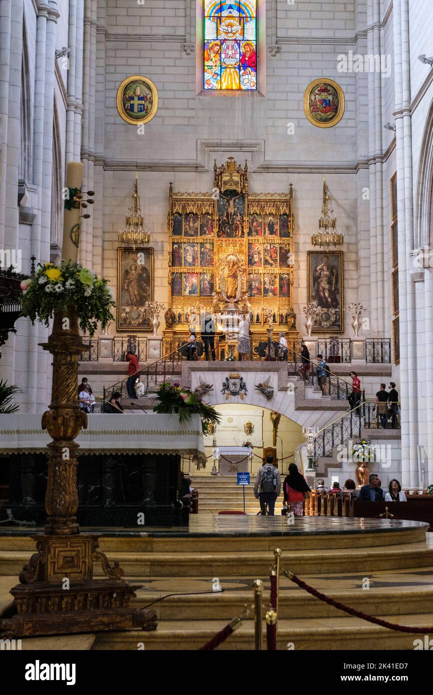 Spain Madrid Cathedral Of Almudena Interior Facing The Altar And The