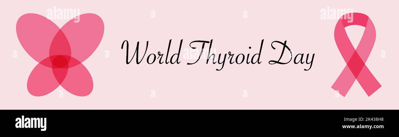 World Thyroid Day Thyroid Silhouette And Symbolic Ribbon Banner