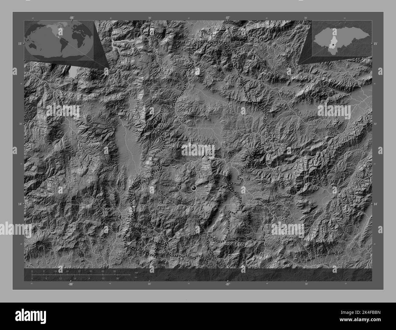 Francisco Morazan Department Of Honduras Bilevel Elevation Map With