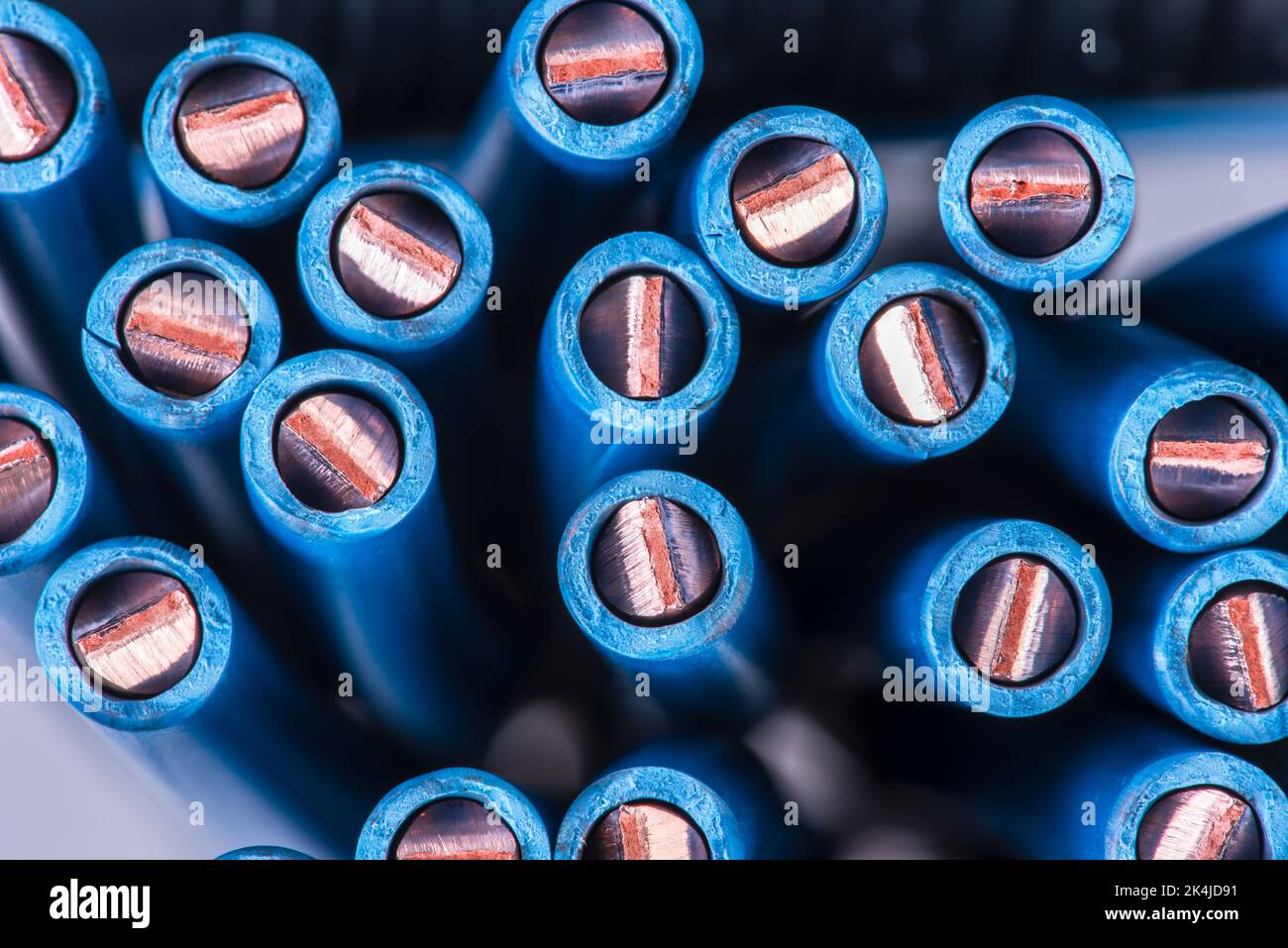 Cross Section Of Electrical Copper Wire Close Up Stock Photo Alamy