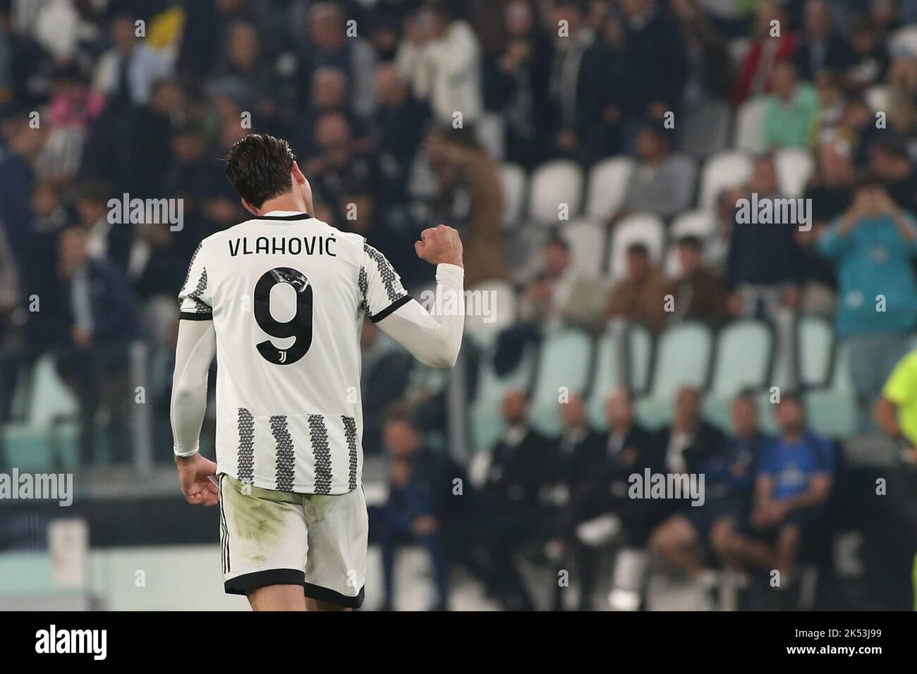 Dušan Vlahovic Juventus FC celebrates the goal during the UEFA