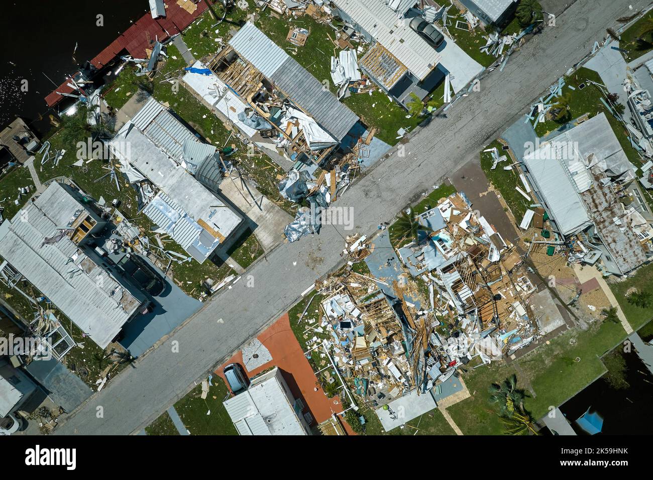 Hurricane Ian Destroyed Homes In Florida Residential Area Natural