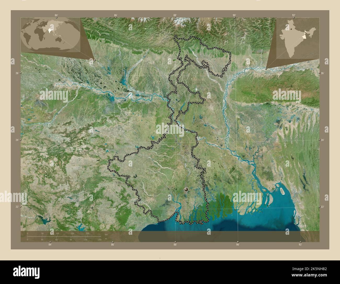 West Bengal State Of India High Resolution Satellite Map Corner