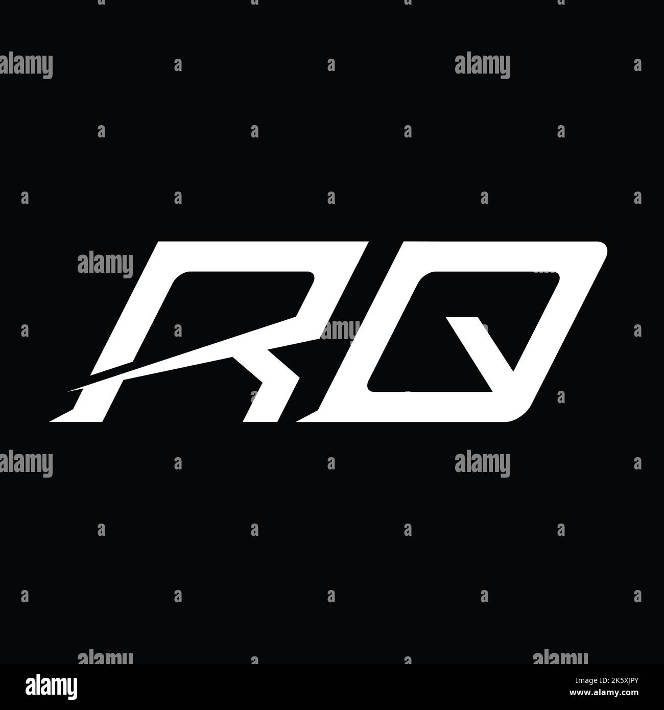 Rq Logo Monogram Letter With Slice Style Design Template Stock Photo