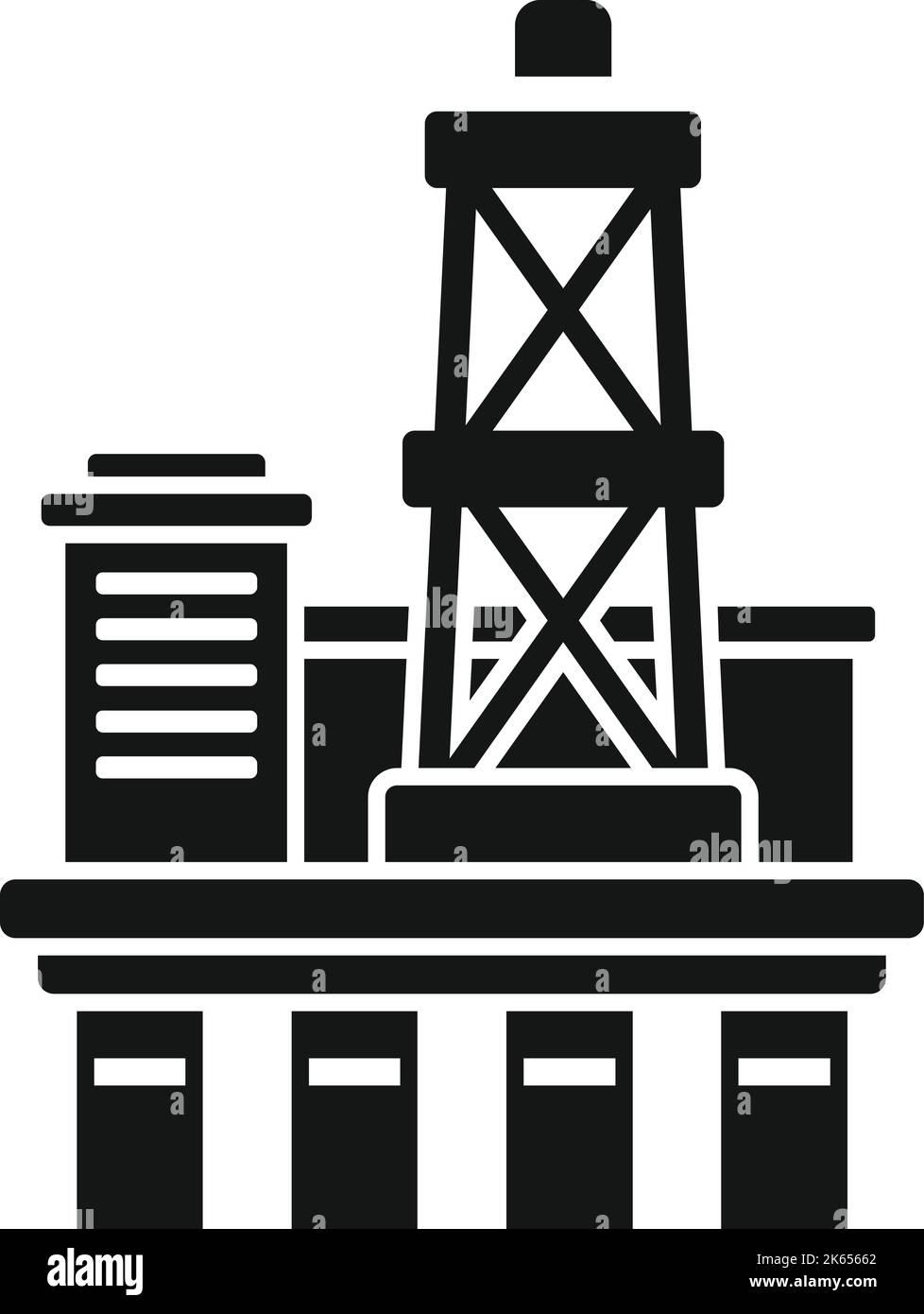 Drilling Rig Icon Simple Vector Oil Sea Ocean Platform Stock Vector