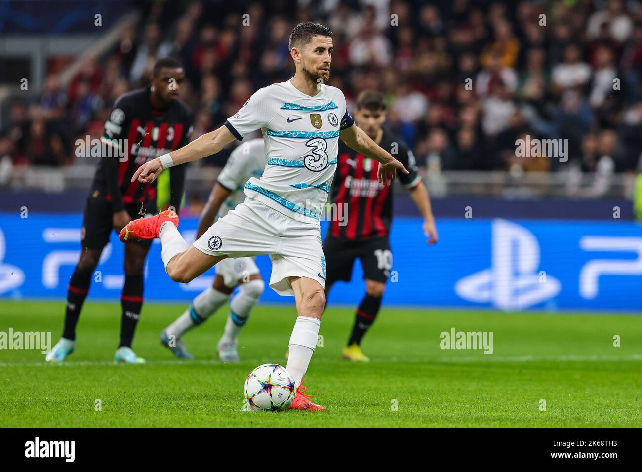 Jorginho Of Chelsea Fc Kicking A Penalty During The Uefa Champions