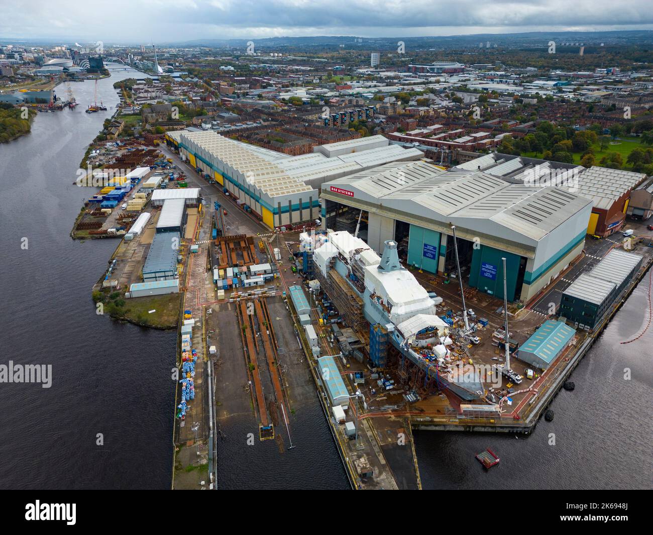 Aerial View Of Hms Glasgow Type Anti Submarine Warship Being Built