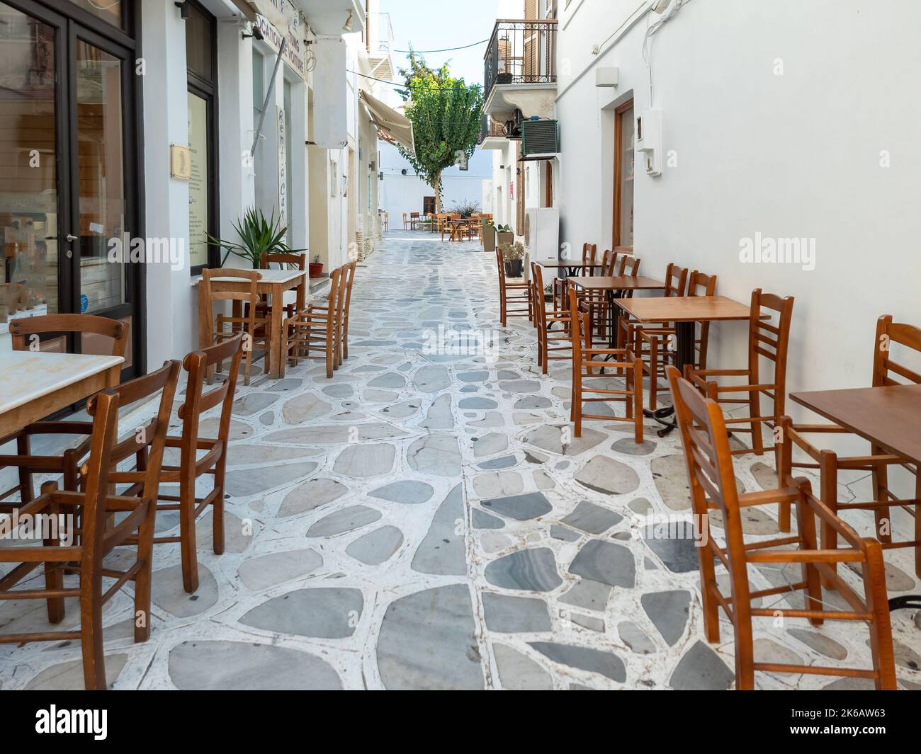 Greek Outdoors Traditional Tavern Restaurant At Tinos Island Chora