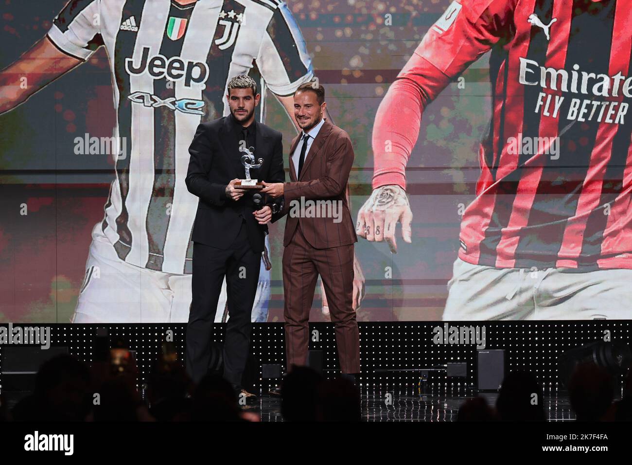 Theo Hernandez Receives The Award For The Best Goal Of The Serie A 2021