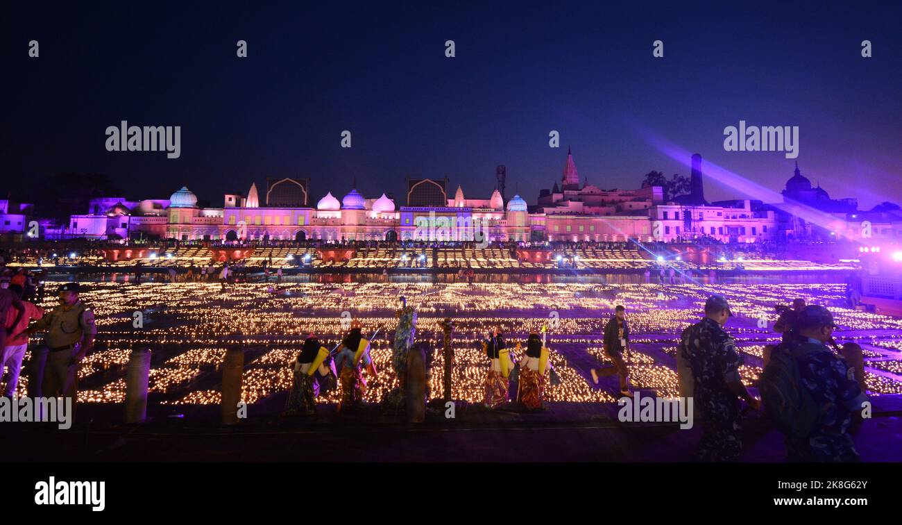 Ayodhya India October A View Of Ram Ki Paidi Illuminated With