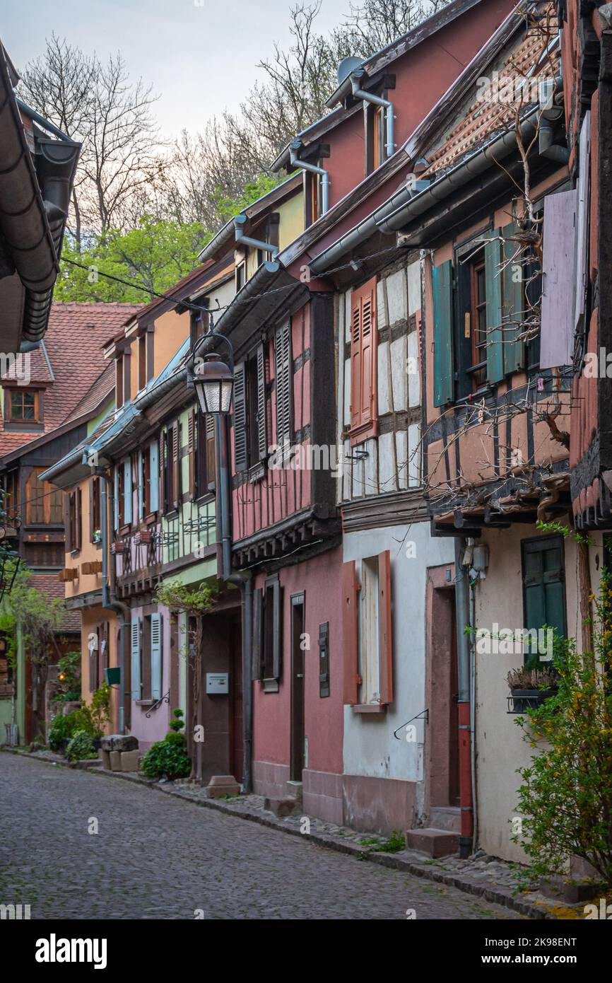 Traditional Old Alsatian Houses In Kaysersberg In Alsace In The