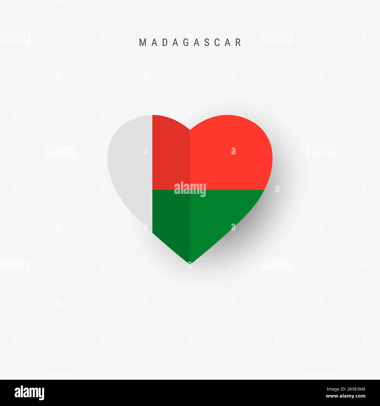 Madagascar Heart Shaped Flag Origami Paper Cut Republic Of Madagascar