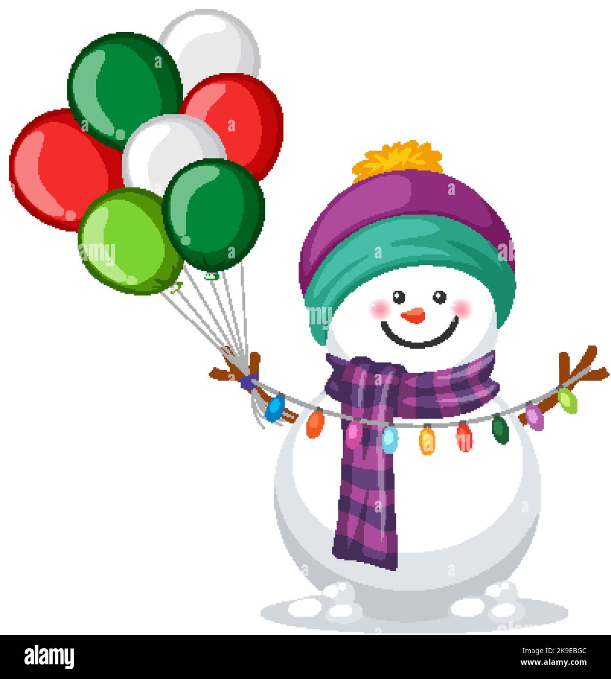 Snowman Wearing Scarf And Hat Illustration Stock Vector Image Art Alamy