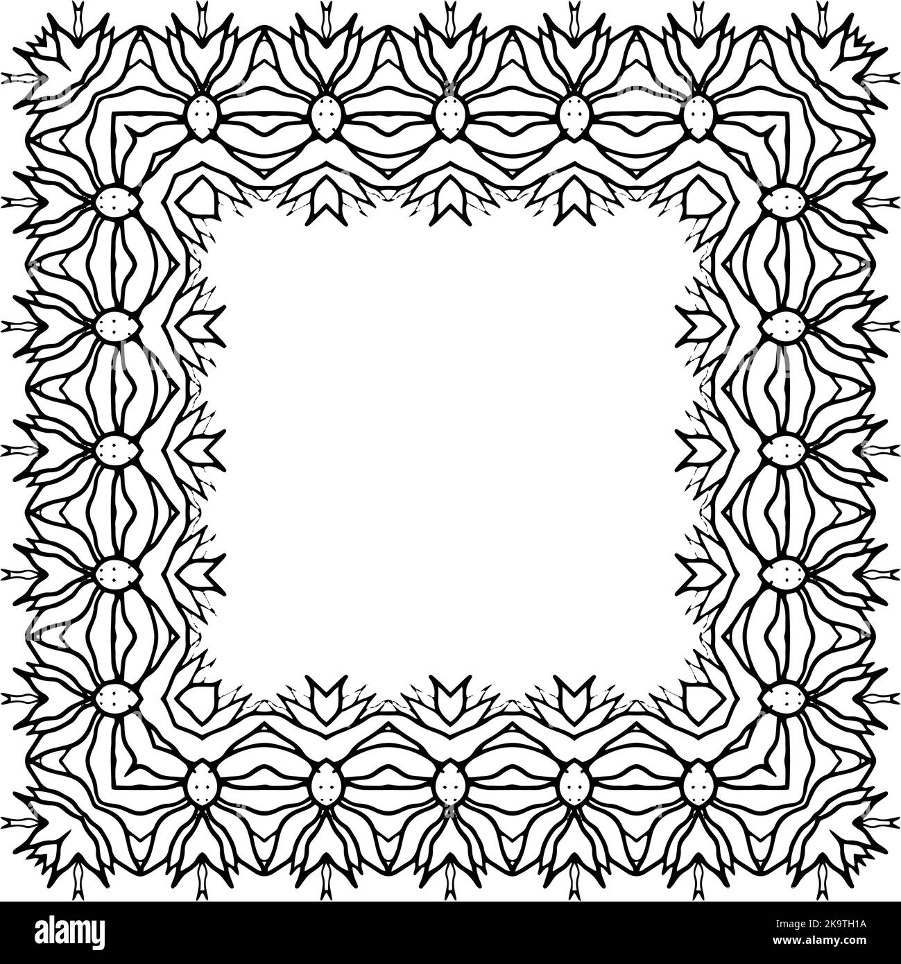 Black And White Vector Illustration Vintage Frame With Curly