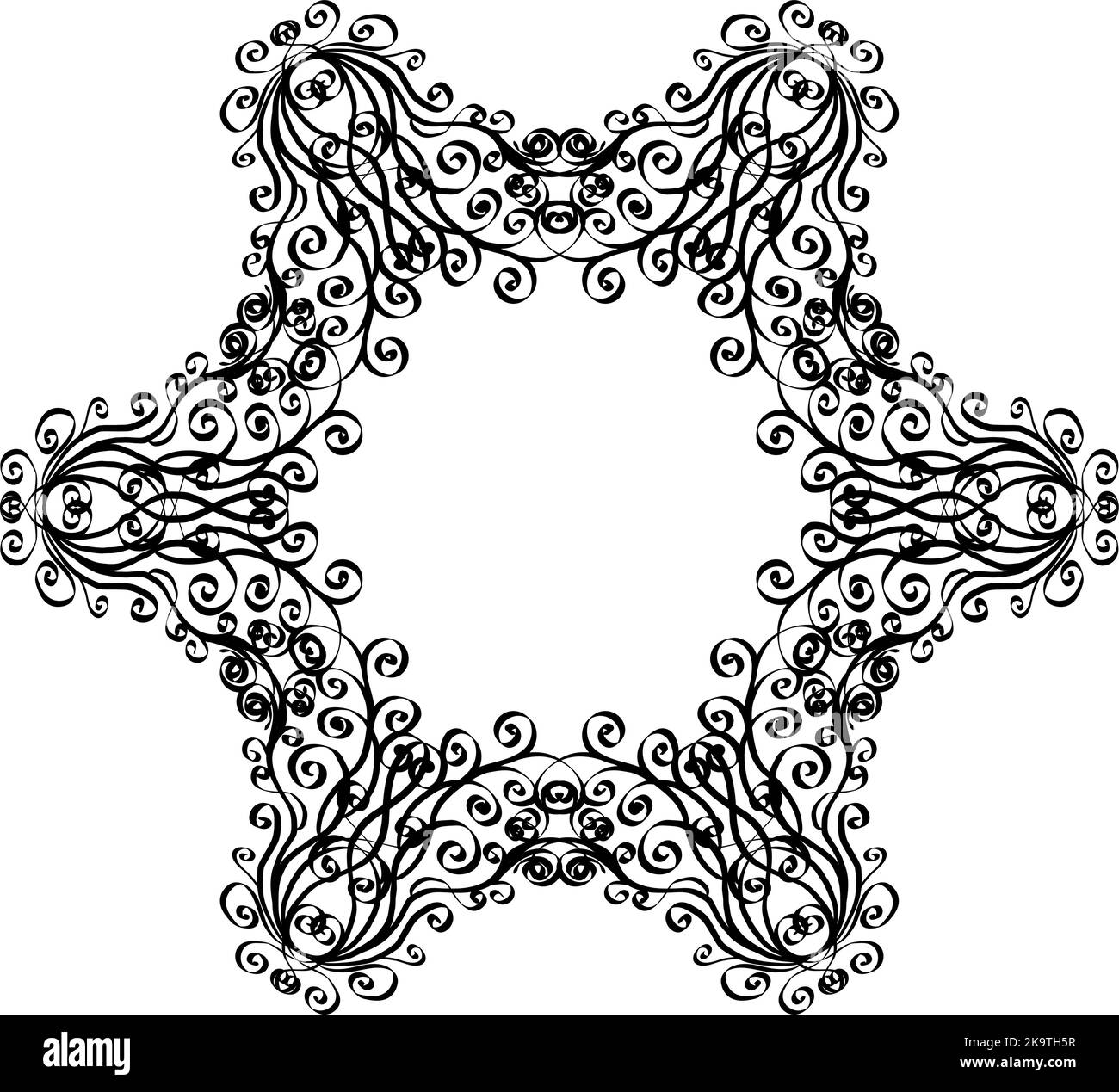 Black And White Vector Illustration Vintage Frame With Curly