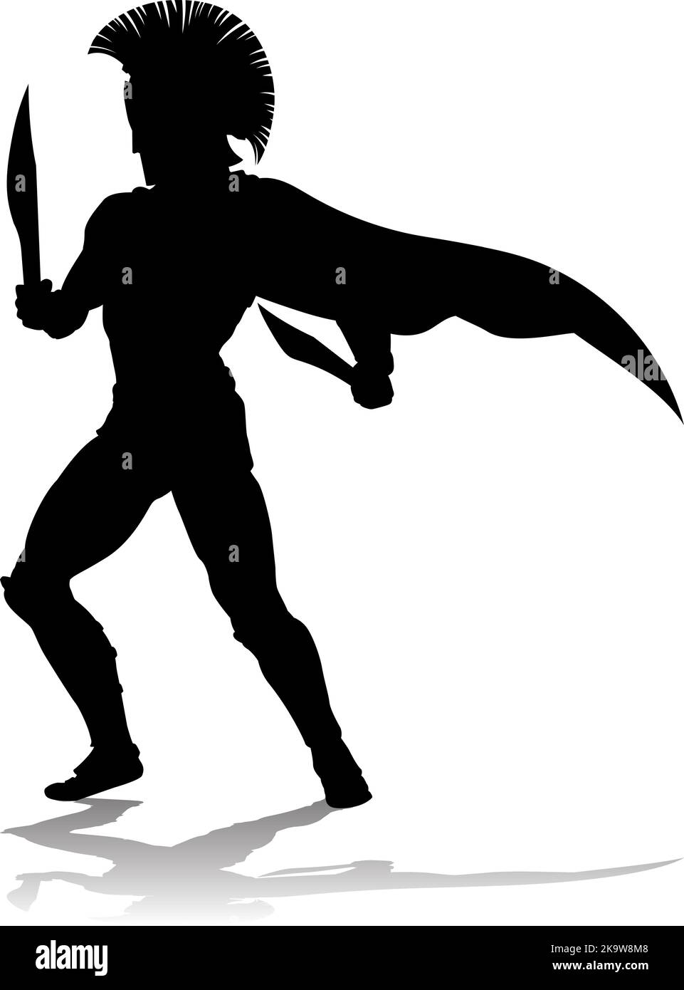 Spartan Silhouette Gladiator Trojan Greek Warrior Stock Vector Image