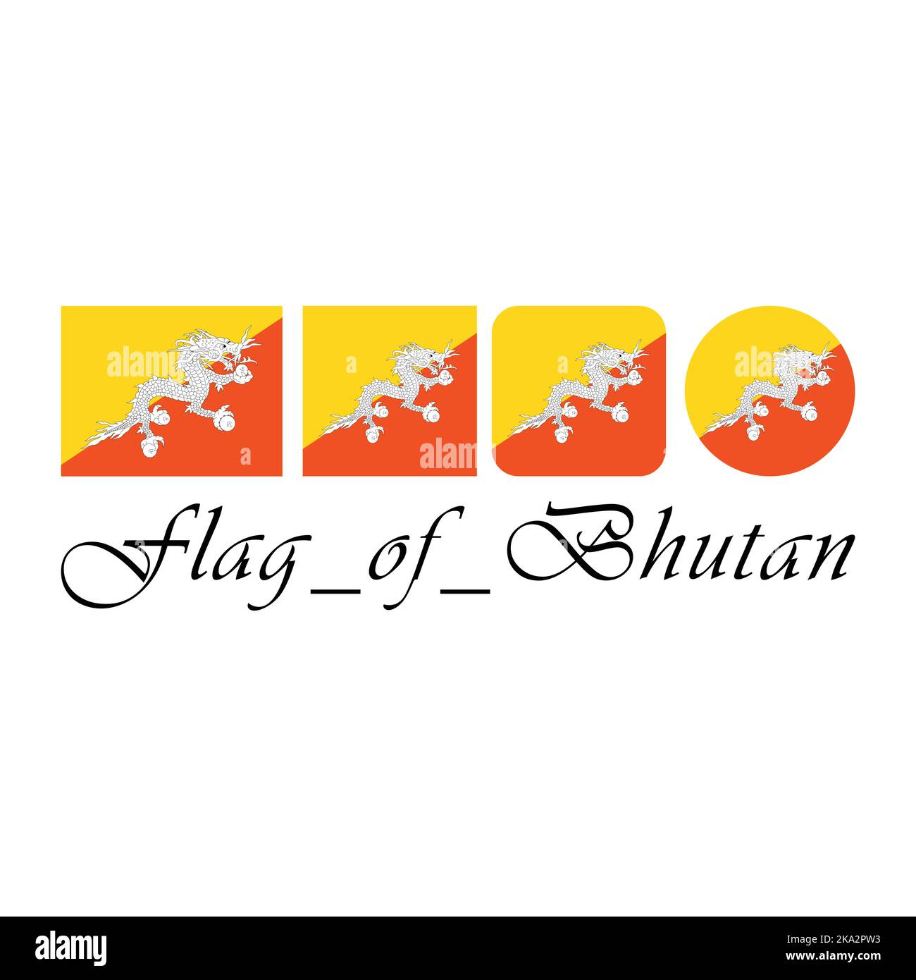 Flag Of Bhutan Nation Design Artwork With Different Style Editable