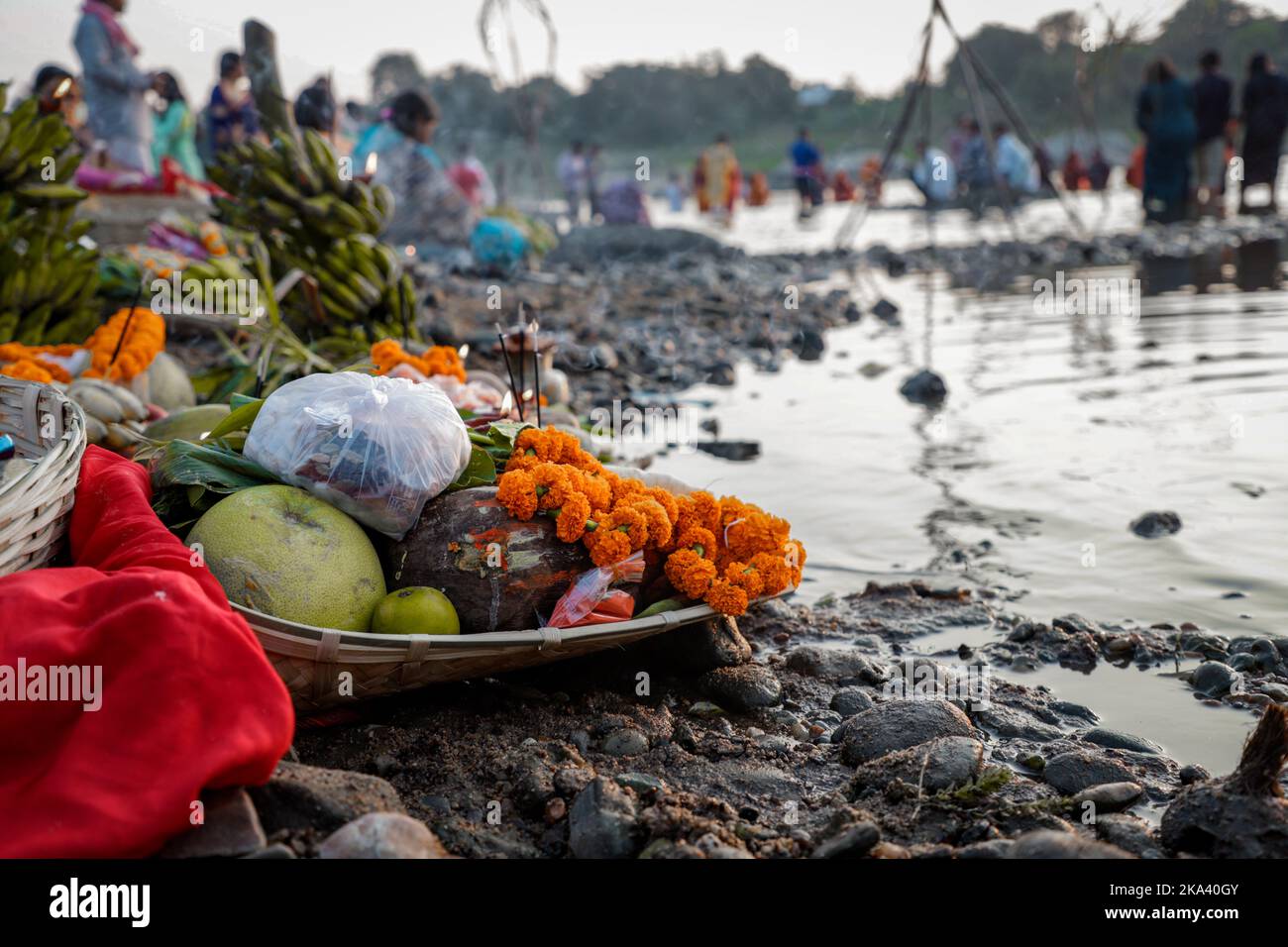 Devotees Offering Prayers To God During Chhath Puja Festival In