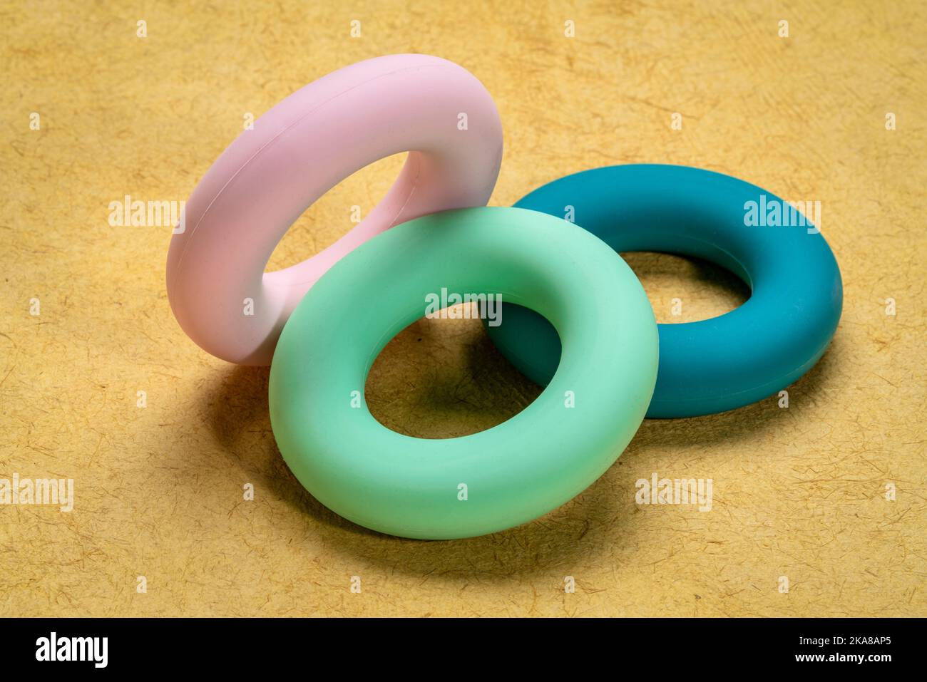 Set Of Rubber Rings Hand Grip Strength Trainers Stock Photo Alamy