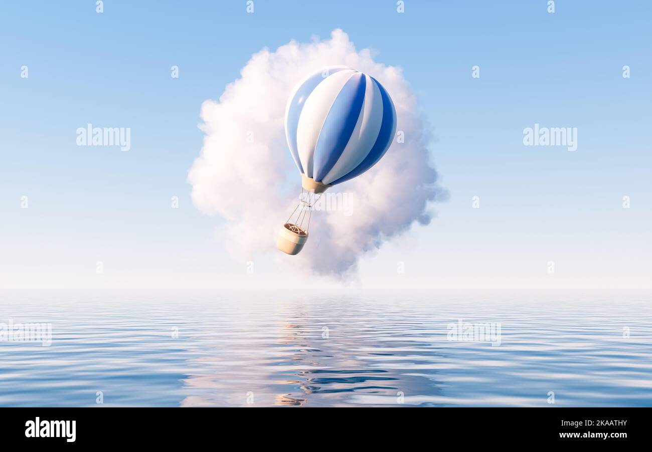 Hot Air Balloon With Cartoon Style D Rendering Computer Digital Drawing Stock Photo Alamy