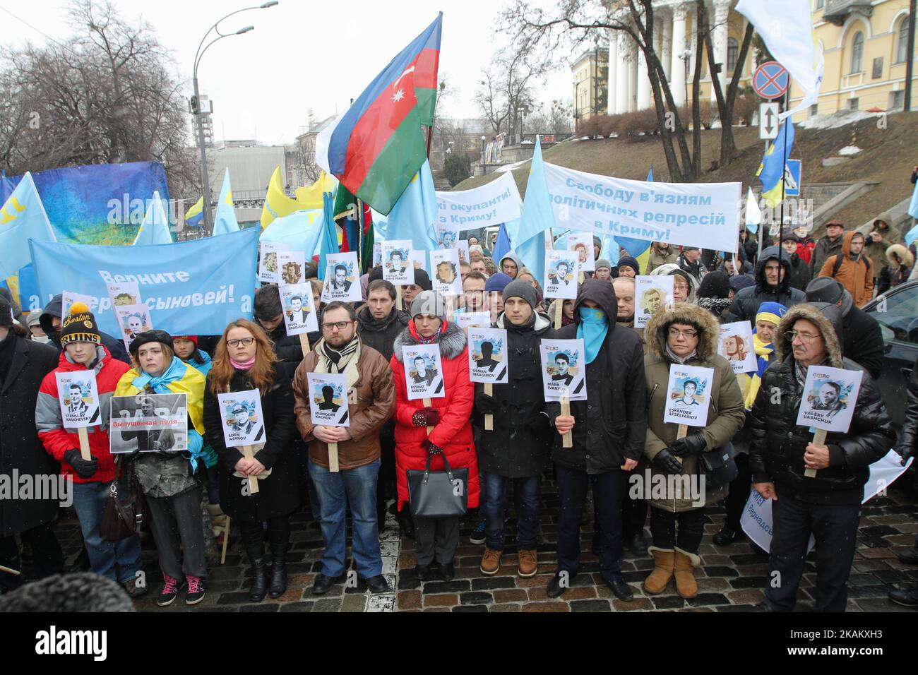 People Hold Portraits With The Names Of Disappearing In Crimea After